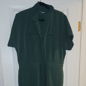 Mandala Forest Green Short-Sleeve Jumpsuit